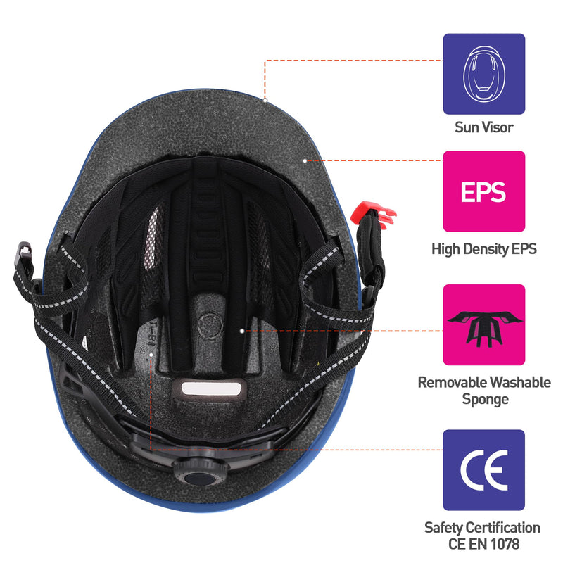Bike Helmet, Adjustable Cycling Helmet with USB Rechargeable LED Light, Lightweight Bicycle Helmet for Adults, Breathable Mountain & Road Cycle Helmet for Men Women