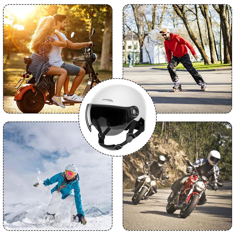 Half Helmet, Lightweight Cycle Helmet With Goggle Sun Visor, Adults Bik E Helmet, Bicyc Le Helmets For Men Women,Highly Protective Half Helmet, Allround Cycling Helmets For Road Ebikes Scooter
