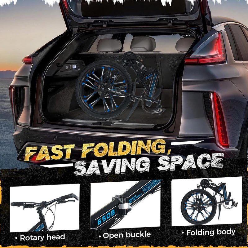 LSBIKE 24 26 27.5In Foldable Mountain Bike Dual Suspension Hardtail Bicycle Men Women Mountain Bike 21 Speed Drivetrain Lightweight Frame Sport Cycling Bike for Adult