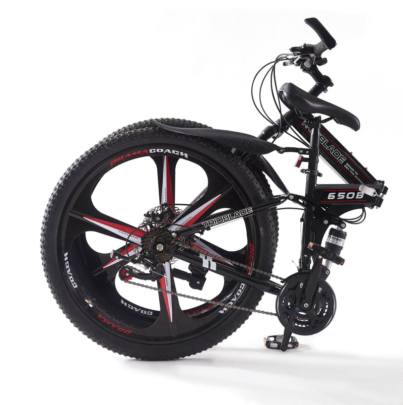 LSBIKE 24 26 27.5In Foldable Mountain Bike Dual Suspension Hardtail Bicycle Men Women Mountain Bike 21 Speed Drivetrain Lightweight Frame Sport Cycling Bike for Adult