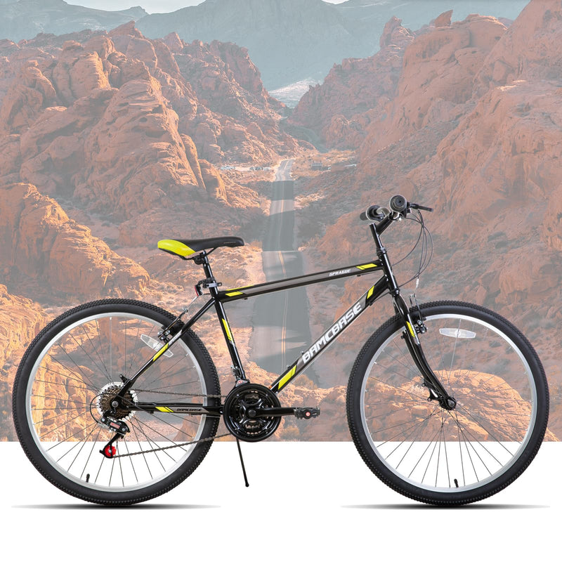 Hiland 24/26 inch Mountain Bike for Youth Adult, 21 Speeds Mountain Bicycle for Men Women with High Carbon Steel Frame, Sport Cycling Youth Adult MTB Bicycle, Black/White