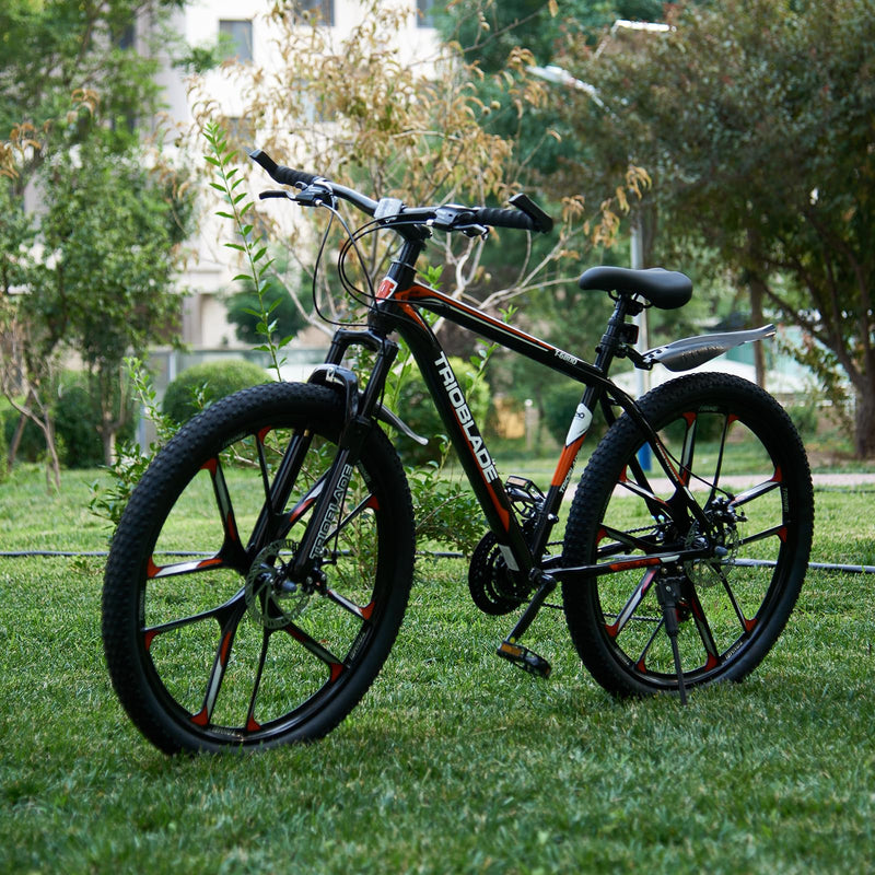 LSBIKE Mountain Bike 24in 26in 27.5In 3/10 Spoke Wheels Bicycle 21 Speed Drivetrain Bike Mountain bicycle for Adult Men Dual Suspension Hardtail Bike Women Sport Cycling