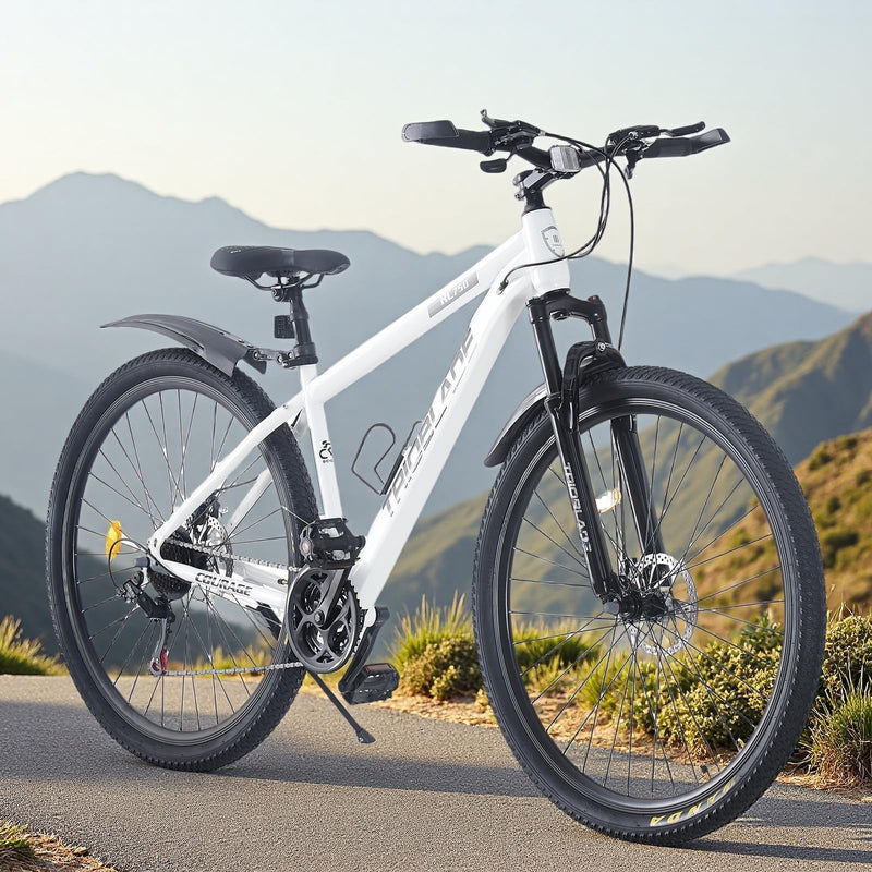 BSTSEL 24/26/27.5/29 Inch Mountain Bike Aluminum Frame with Front Suspension Fork Mountain Bicycle 21 Speeds with Dual Disc-Brake Suitable for Over 18 Years